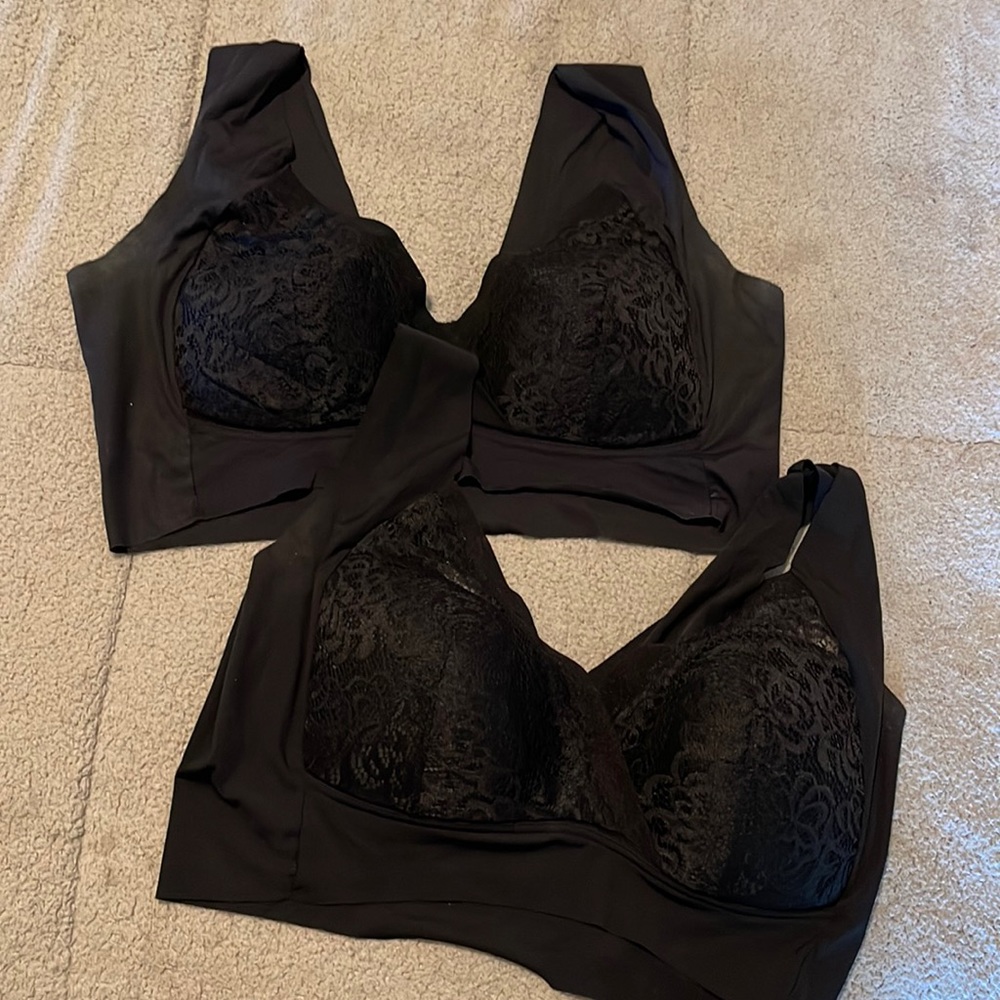 Shein black built in padding bralettes; bundle of 2!